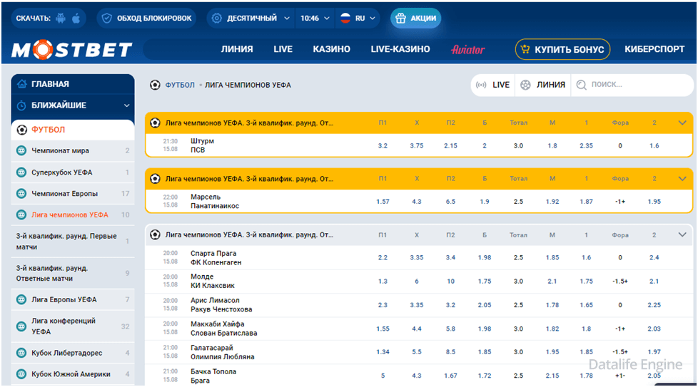 mostbet коэффициенты